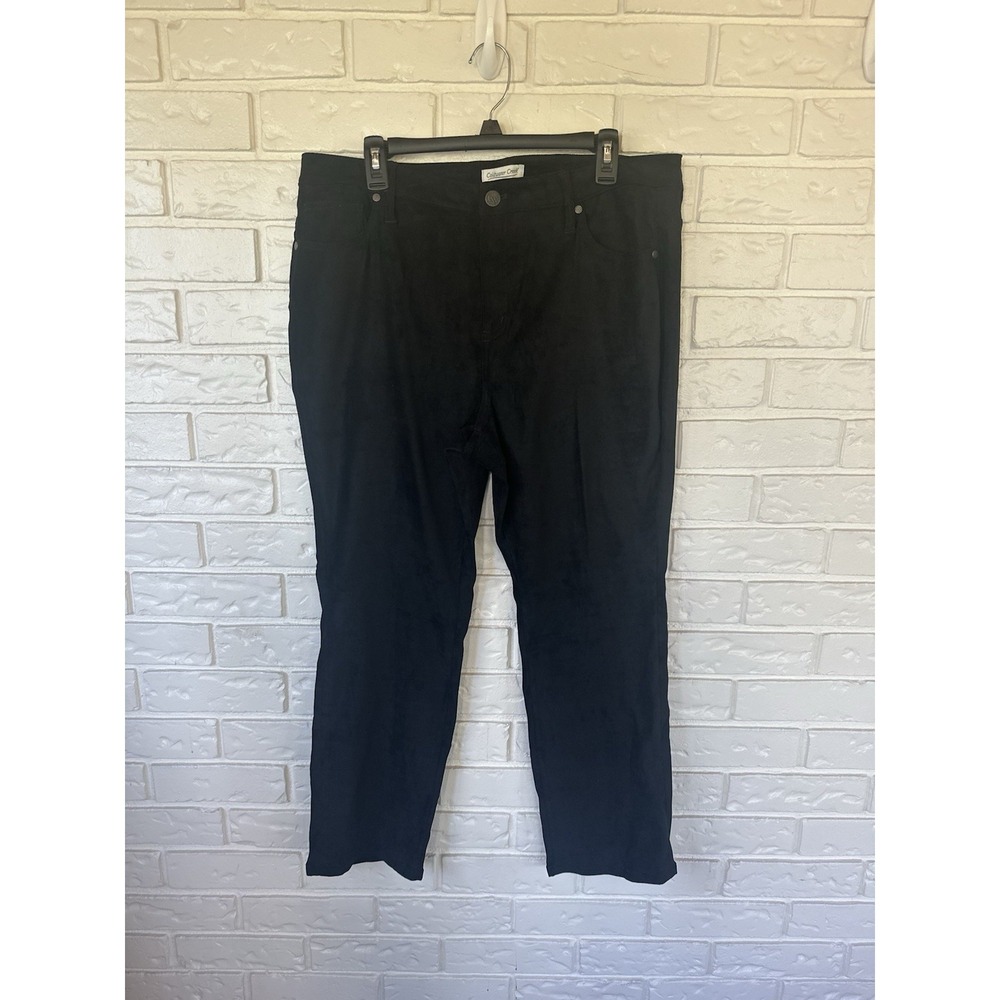 Coldwater‎ Creek 16P Black Velour Feel Pants Chic Soft Black Stretch Lounge Glam